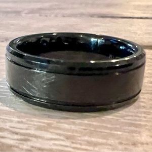 8mm Black Tungsten Carbide Wedding Band, size 10.5